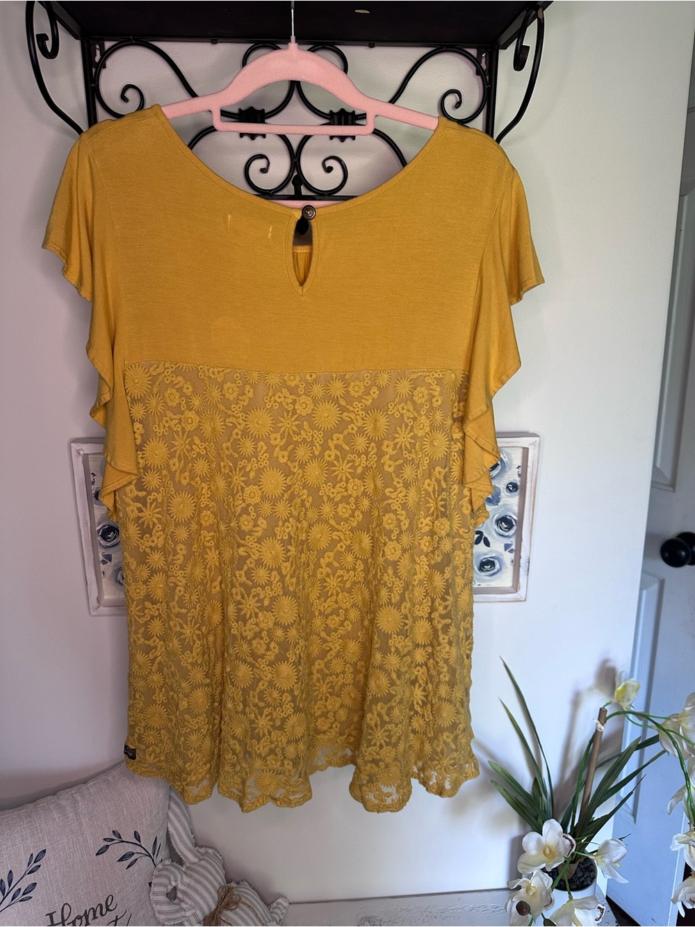 Matilda Jane Mustard Ruffle Sleeve Tunic - Picture 3 of 5